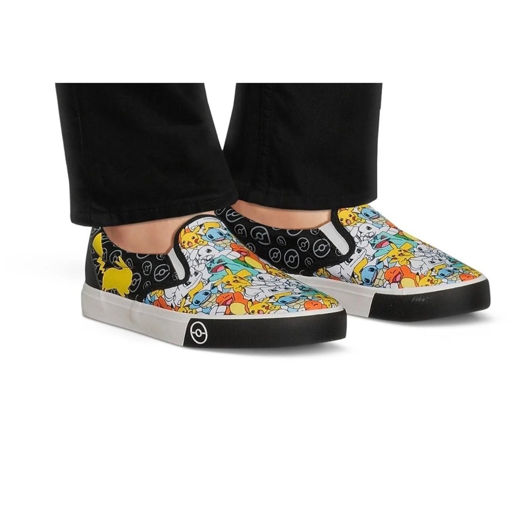 Pokemon Slip On Loafers Sneakers Mens 11 Multicolor Pikachu Boat Shoes Black